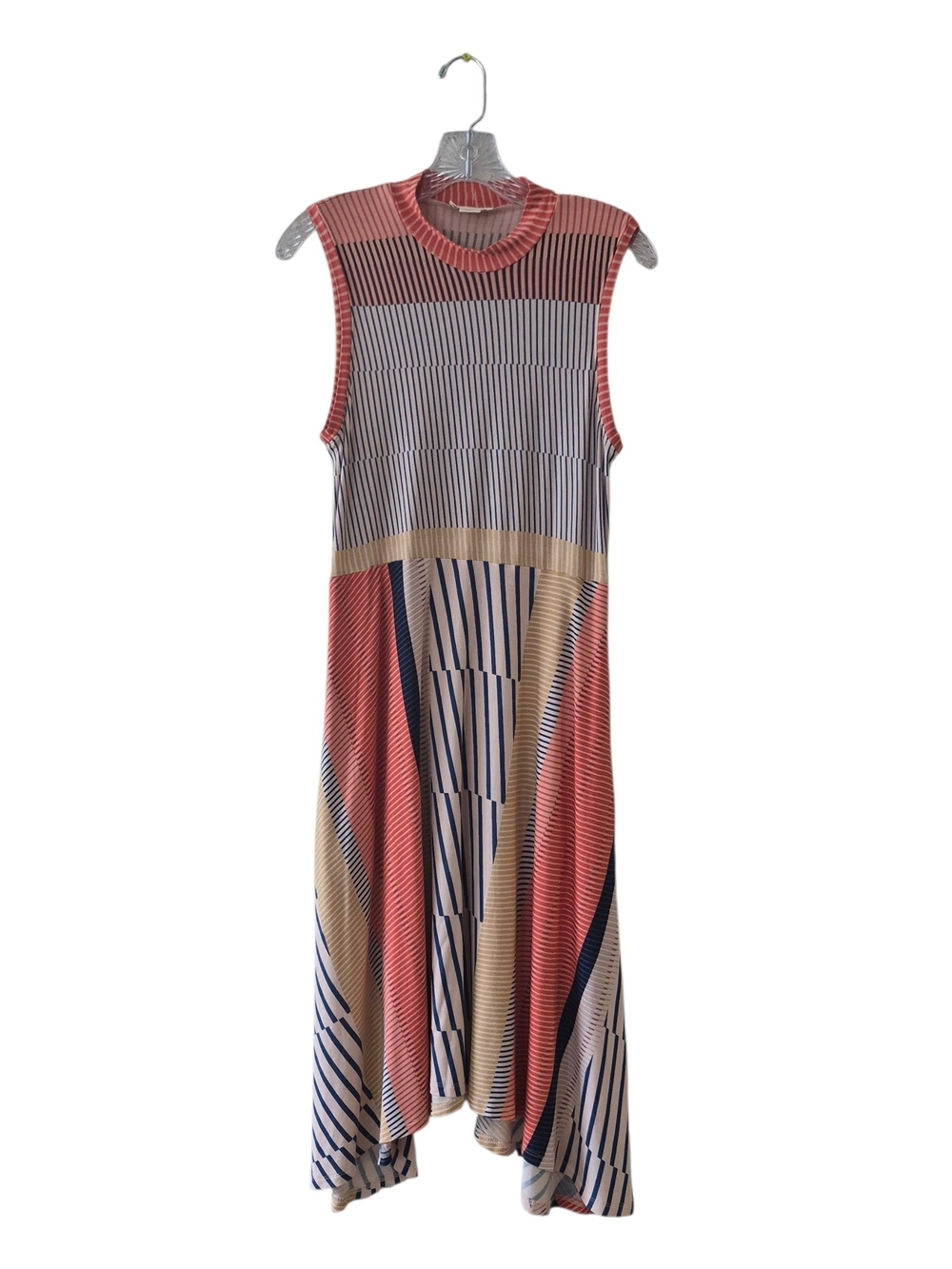 ​Maeve Anthropologie Midi Dress Womens M Multicolor Striped Geometric Mock Neck
